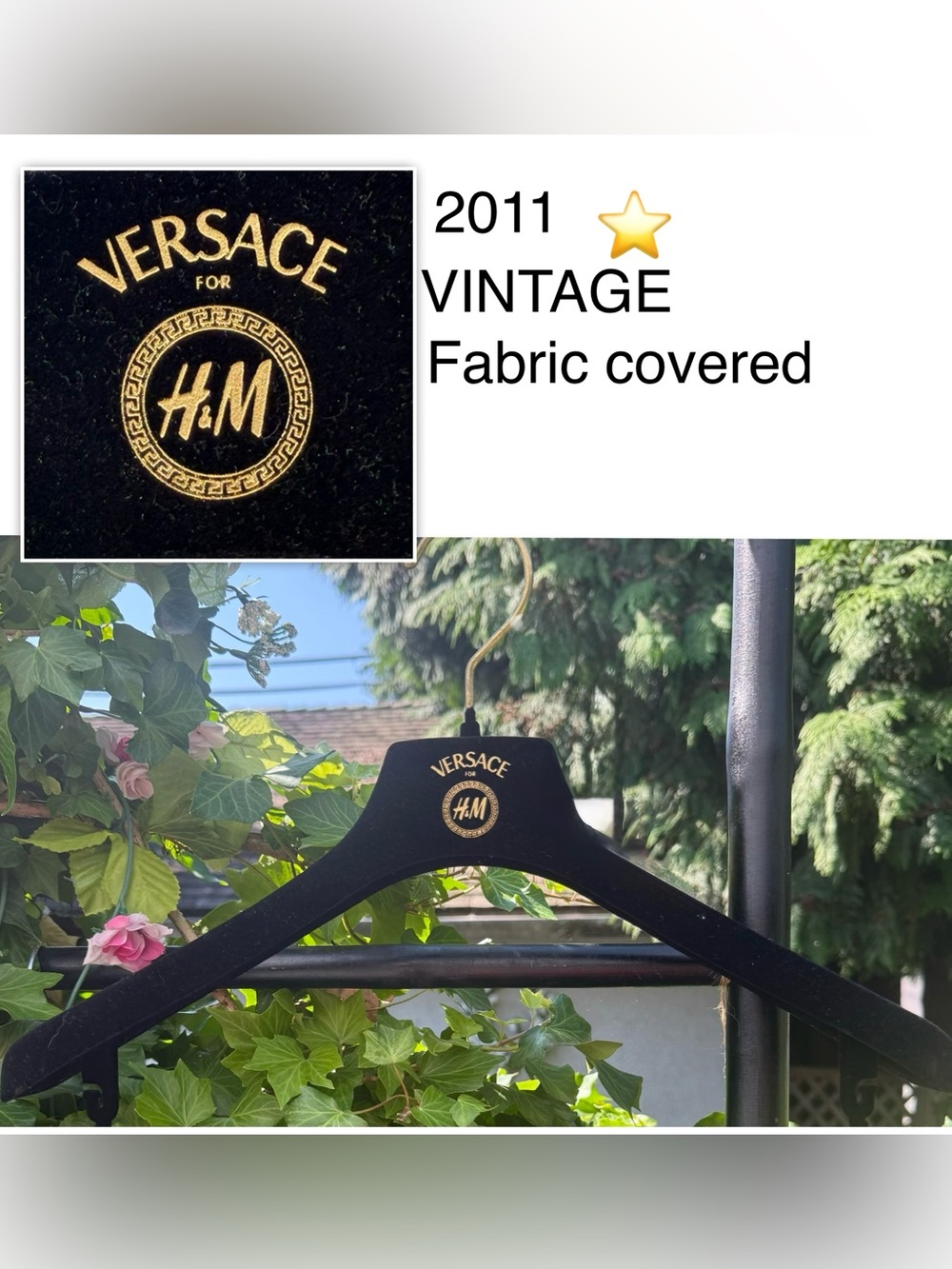 Versace Black & Gold Velvet Hanger with Emblem, 2011 AUTHENTIC
